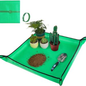 Repotting Mat for Indoor Plant Transplanting and Mess Control 27"x 27" Thickened Waterproof Potting Tray Foldable Succulent Potting Mat Portable Gardening Mat Garden Gifts for Women & Men