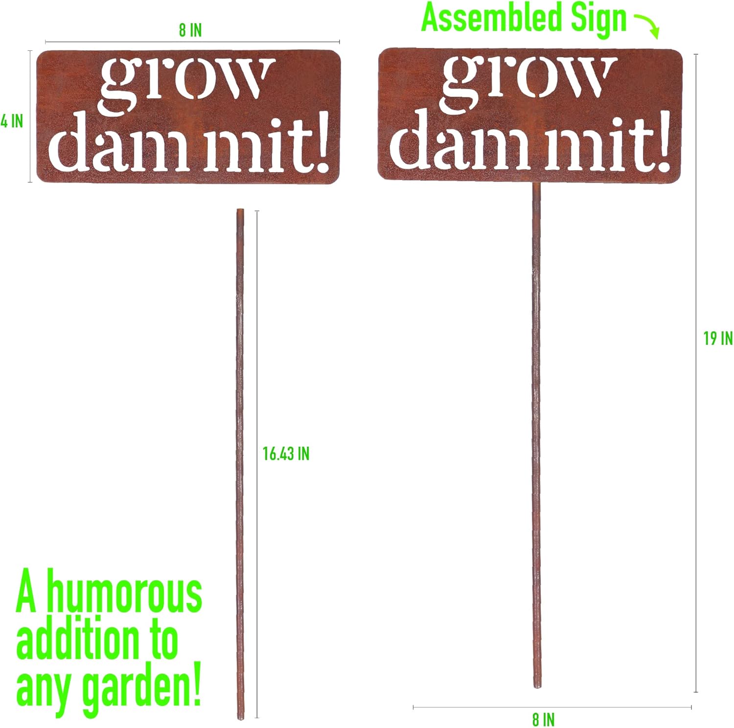 Island Genius Grow Dammit Funny Garden Décor Sign Gardening Gifts for Women and Men Who Love Plants, Alloy Steel - Image 2