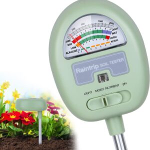 Soil Moisture Meter,4-in-1 Soil Ph Meter, Soil tester for Moisture, Light,Nutrients, pH,Soil Ph Test Kit, Great for Garden, Lawn, Farm, Indoor & Outdoor Use (No Battery Required)